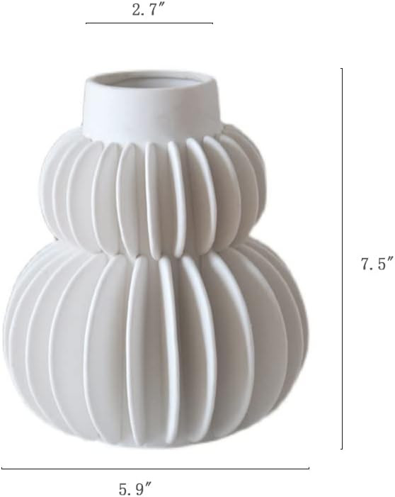 PEAUARL Laminal Ceramic Vase, Pampas Grass Vase, Boho Flowers Vase, Size: 7.5" x 6.0" x 6.0", Mat... | Amazon (US)