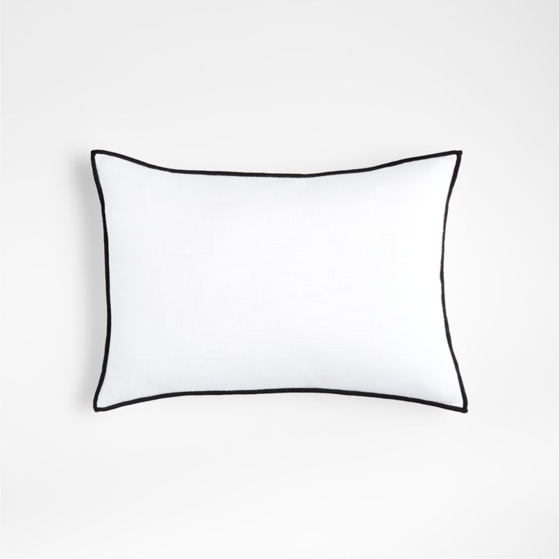 Black and White 22"x15" Merrow Stitch Cotton Decorative Throw Pillow Cover + Reviews | Crate & Ba... | Crate & Barrel