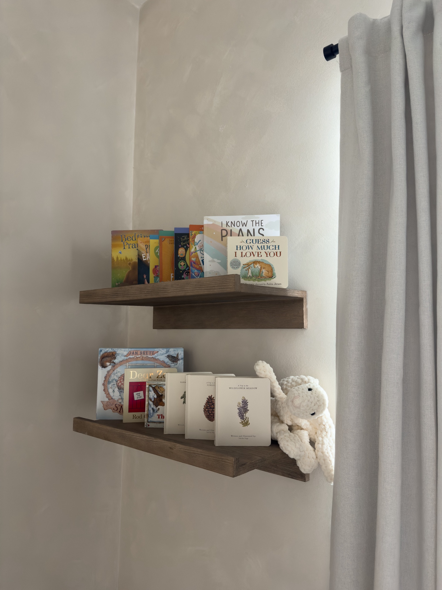 Love that the color of these shelves match our dresser! I will say they are very DEEP I was shocked at how far they came out at first haha so keep that in mind! Blackout curtains look almost identical to the pottery barn ones but a fraction of the price 

#LTKHome #LTKBaby #LTKBump