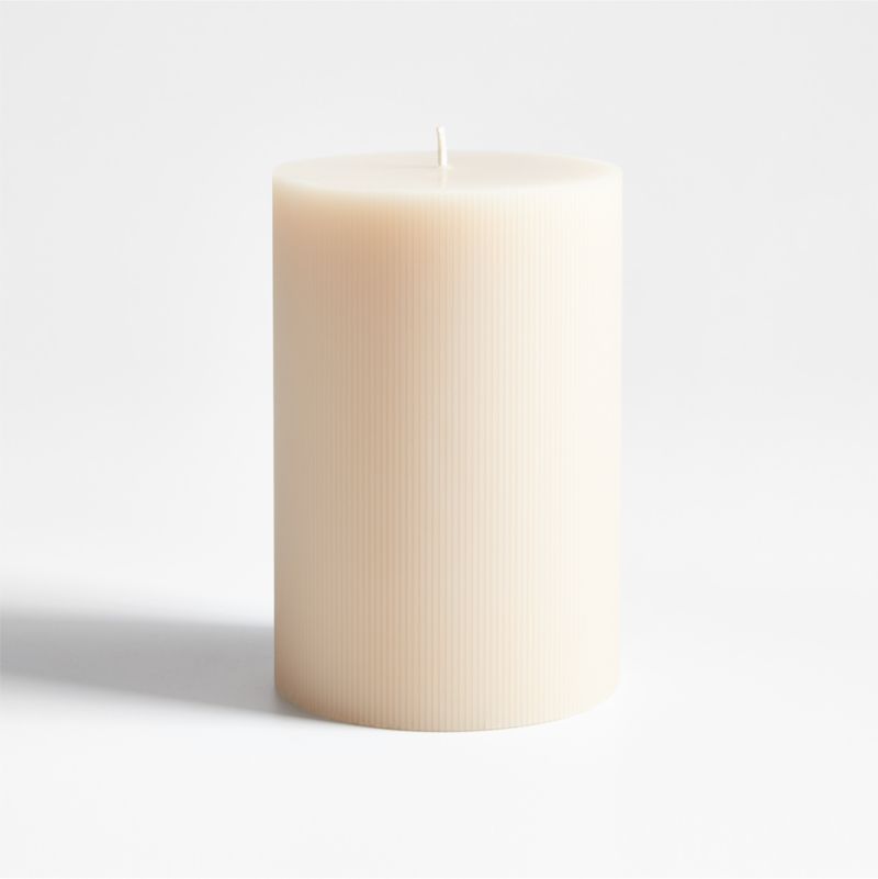 4"x6" Ribbed Linen Pillar Candle + Reviews | Crate & Barrel | Crate & Barrel