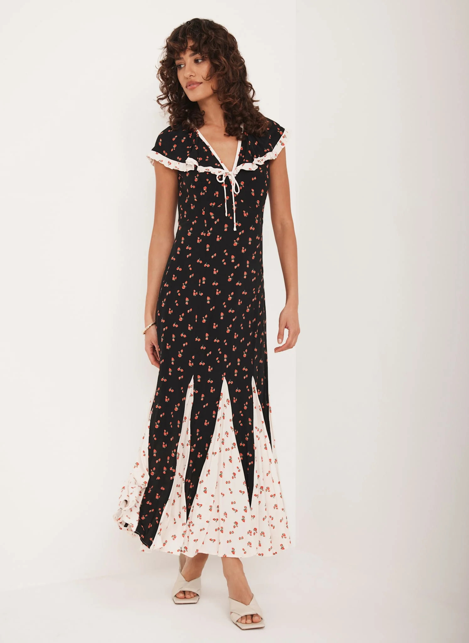Black Strawberry Print Maxi Dress | Mint Velvet