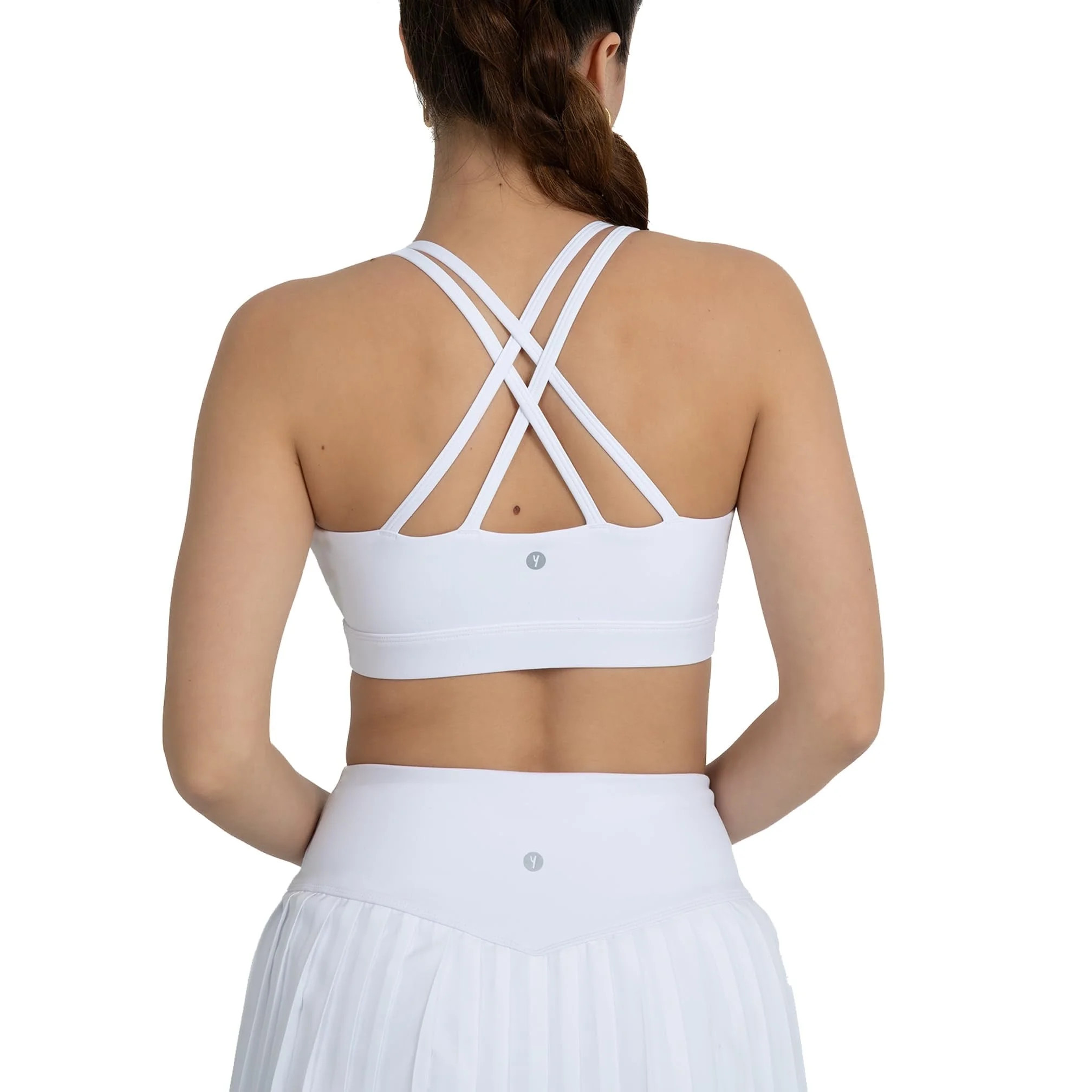 YITTY Active Women's UltraLuxe Strappy Medium Impact Bra, Athleisure, 4-Way-Stretch, True White, ... | Walmart (US)
