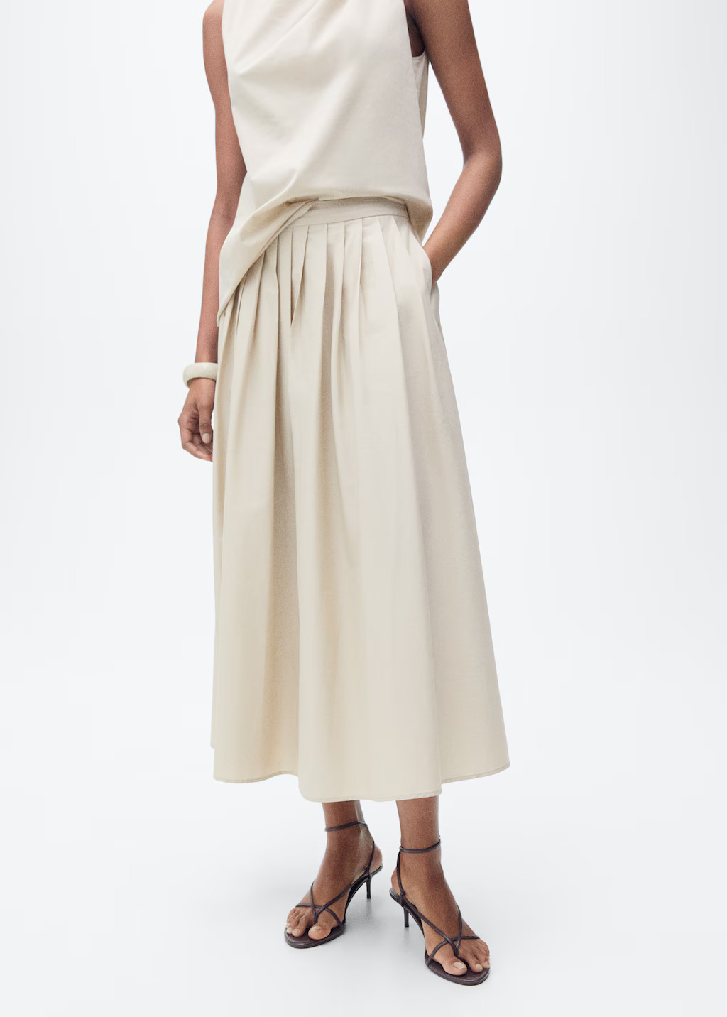 Flared skirt with pleated detail - Women | MANGO United Kingdom | MANGO (UK)