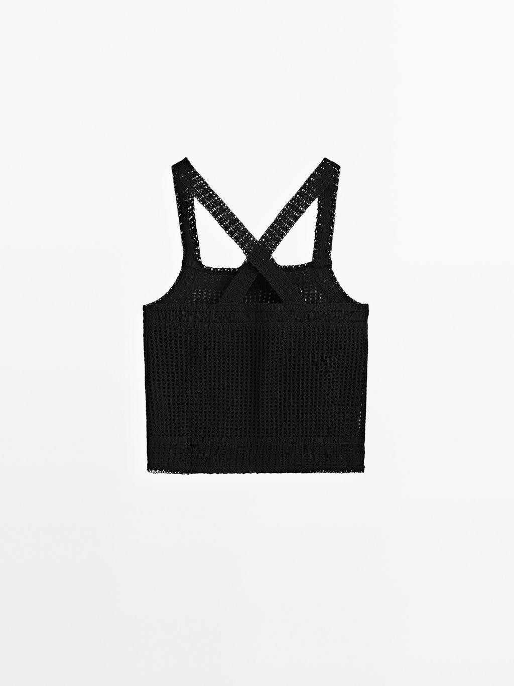 Crochet top with crossover back | Massimo Dutti US