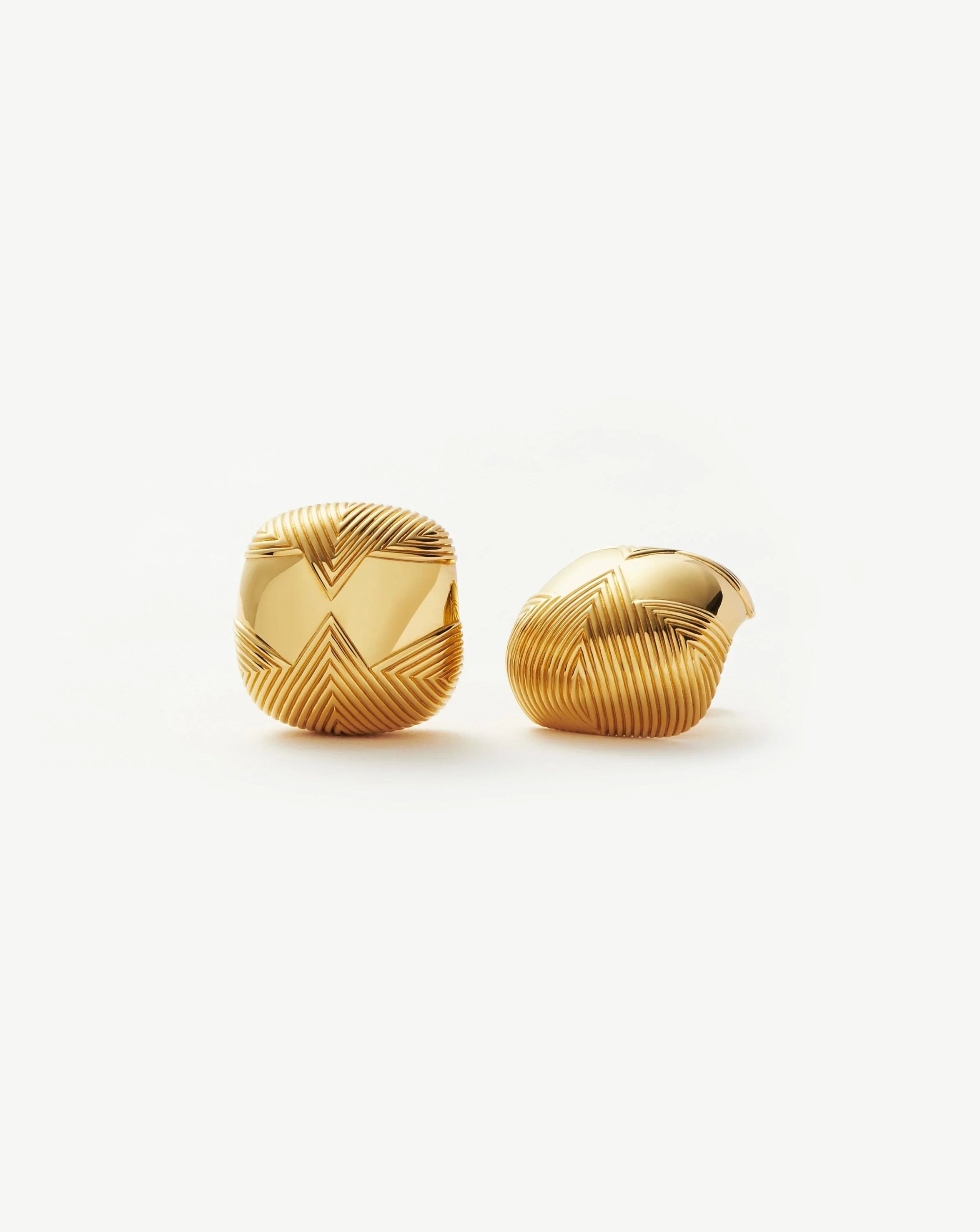 Hera Oversized Dome Ridge Stud Earrings | 18ct Gold Plated Earrings | MIssoma UK