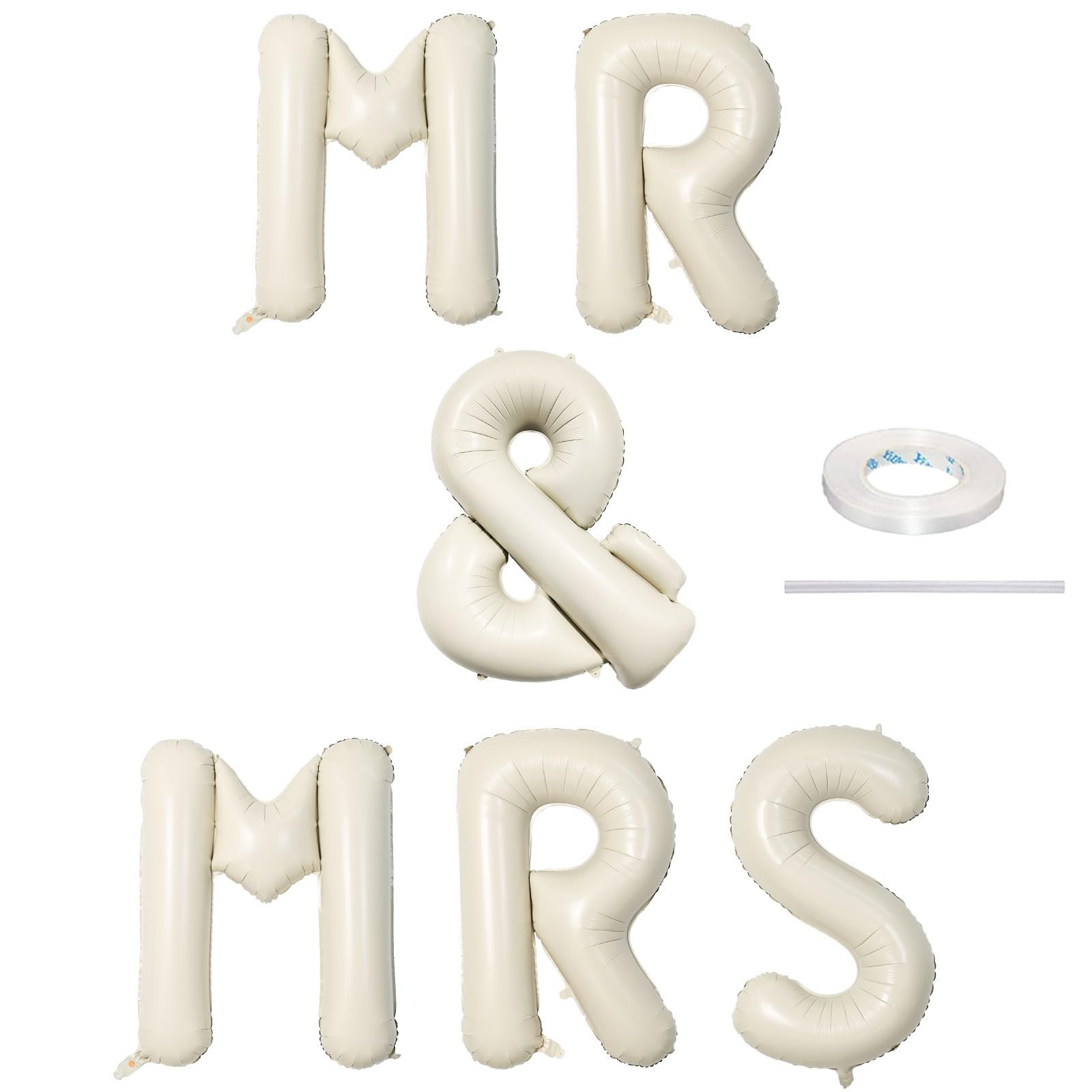 40 Inch Beige MR & MRS Balloons for Wedding Decor, Large Cream Mr and Mrs Foil Balloon Letter, Iv... | Amazon (US)