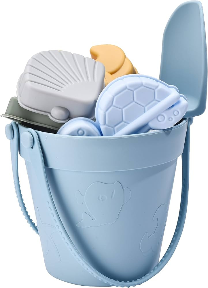 CHILDLIKE BEHAVIOR Silicone Baby Beach Toys - Travel Friendly Beach Set - Includes Sand Bucket, S... | Amazon (US)