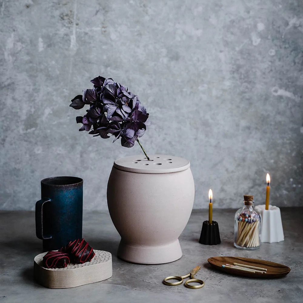 Stoneware Dried Flower Frog Vase | Roan Iris
