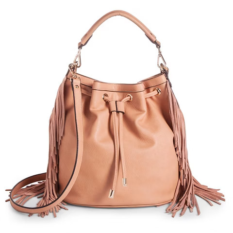 Women's Bucket Handbag with Fringe - Ginger | Target