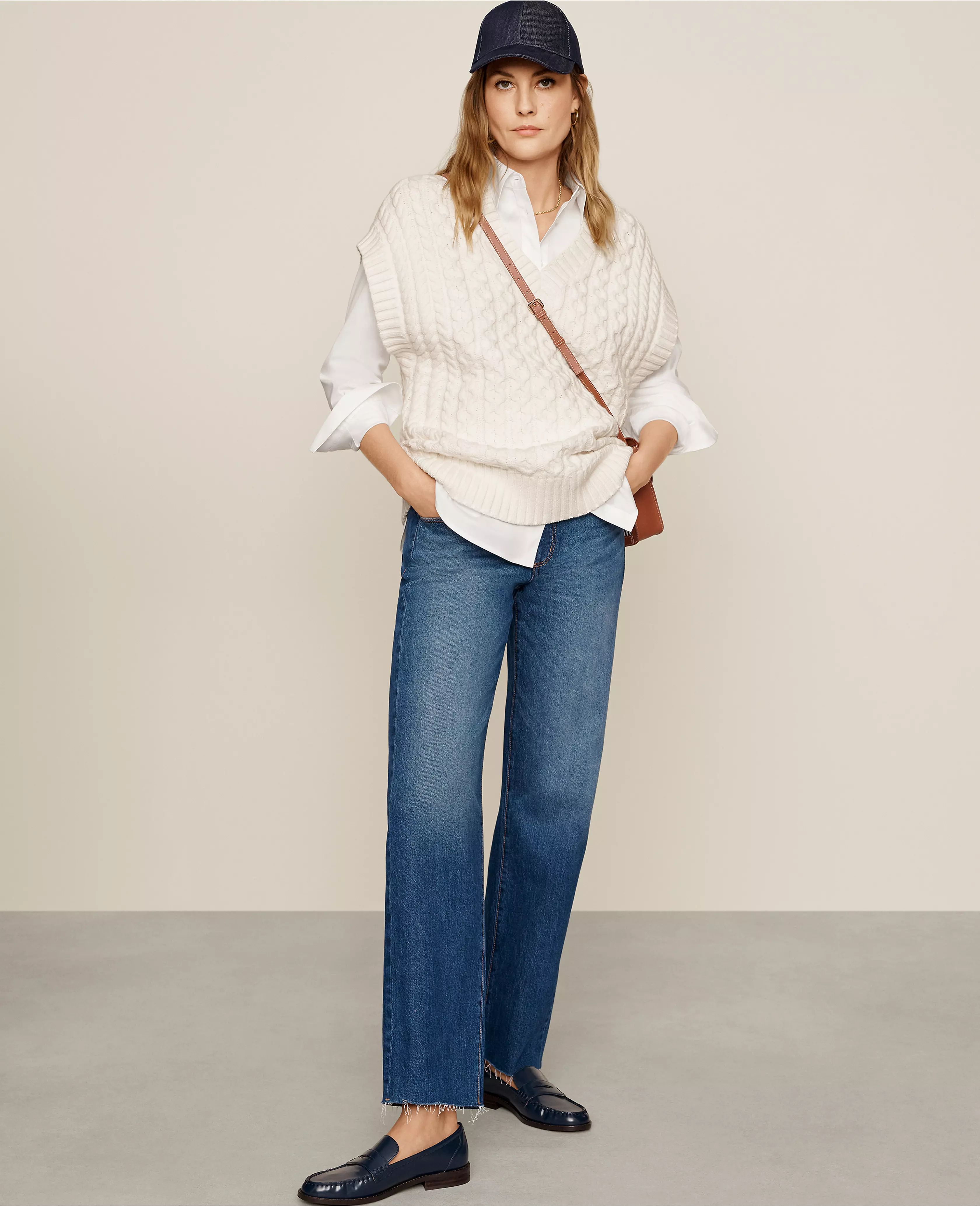 AT Weekend Mixed Stitch V-Neck Sweater | Ann Taylor (US)