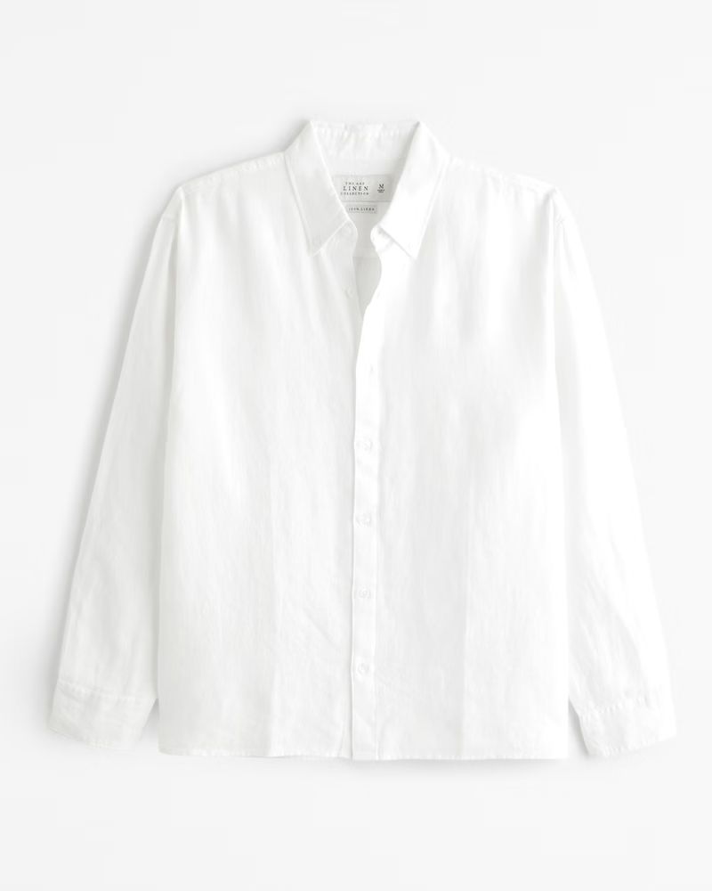 Abercrombie & Fitch Men's Linen Button-Up Shirt in White - Size XL | Abercrombie & Fitch (US)