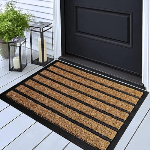 ubdyo Extra Durable Door Mat - Dirt Trapping Outdoor Welcome Mats - Non-Slip Outdoor Indoor Entrance - Low Profile Front Doormat (30" x 17", Bright Brown) | Amazon (US)