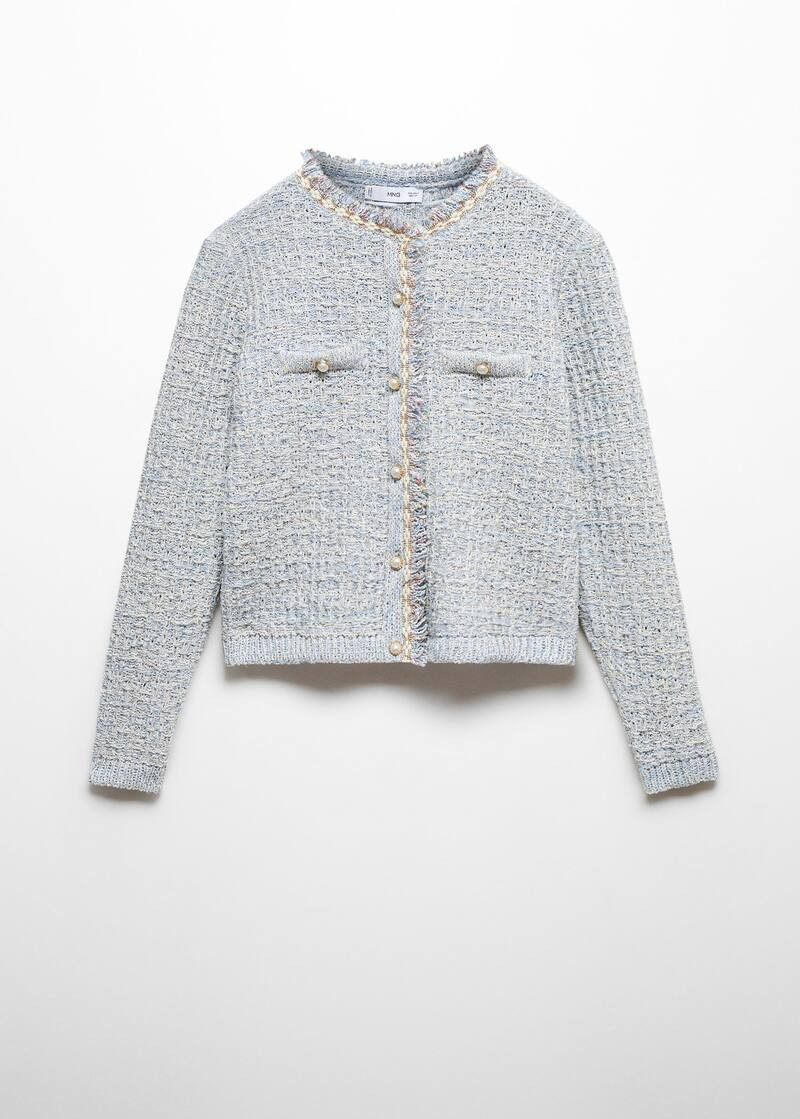 Tweed cardigan with jewel button -  Women | Mango United Kingdom | MANGO (UK)