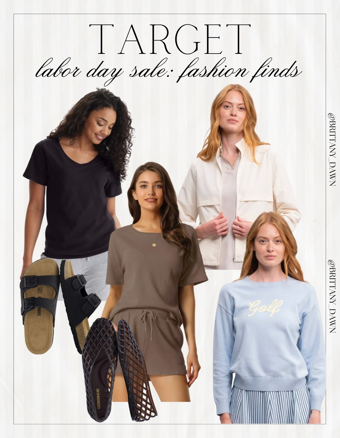 Target Labor Day sale fashion finds! 🛍️

Score incredible deals on cozy lounge sets, classic tees, lightweight zip jackets, casual slide sandals, woven flats, and light blue crewneck sweaters. ✨

#TargetStyle #TargetDeals #LaborDaySale #LTKsale #CasualOutfits #LTKshopper

#LTKootd #LTKSeasonal #LTKSaleAlert