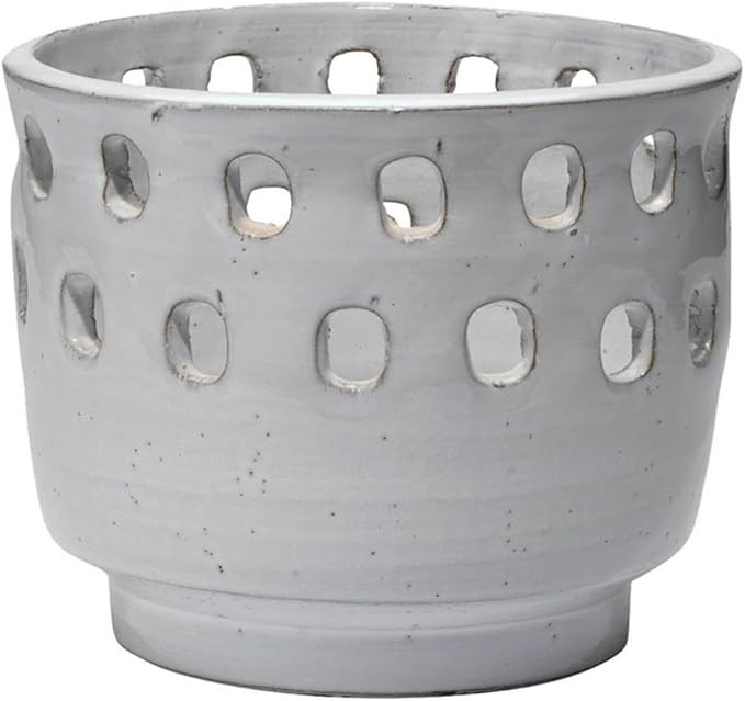 Large Transitional Ceramic Perforated Pot in White | Amazon (US)