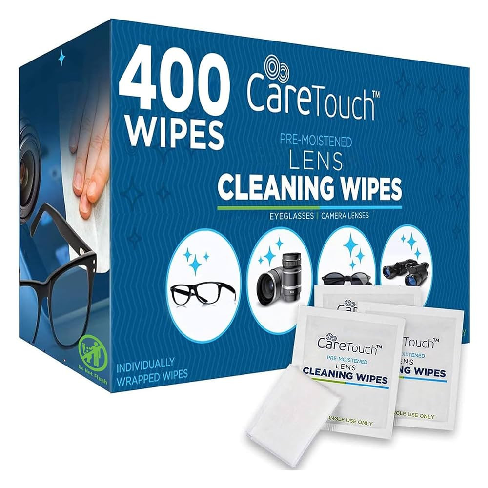 Care Touch Lens Wipes for Eyeglasses - 400 Count Individually Wrapped Pre-Moistened Wipes, 5 x 6 ... | Amazon (US)