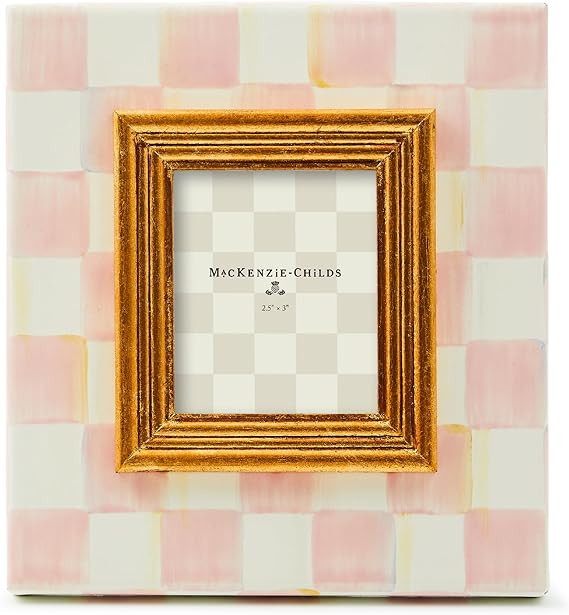 MACKENZIE-CHILDS Enamel Frame, Cute Rectangular Family Picture Frame, Pink-and-White Rosy Check, ... | Amazon (US)