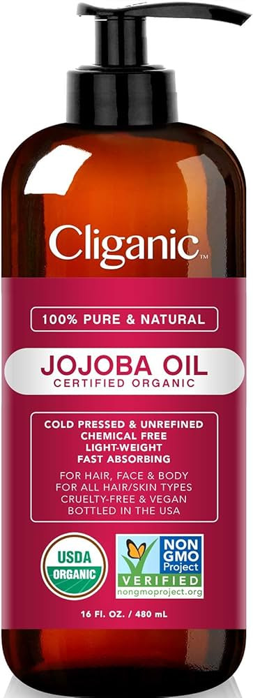 Cliganic USDA Organic Jojoba Oil 16oz with Pump, 100% Pure | Bulk, Moisturizing Oil for Face, Hai... | Amazon (US)