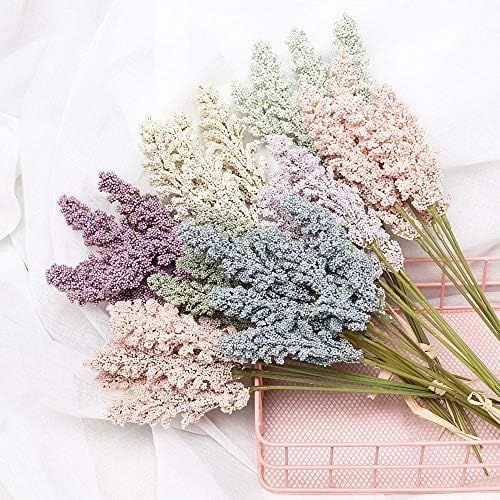 LABAICAI 6 PCS/Bouquet Foam Flowers Bulk, Artificial Vanilla Berry Spike Flowers Cereals Plant He... | Amazon (US)