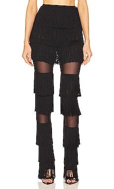 Norma Kamali Spliced Boot Pant With Fringe in Black from Revolve.com | Revolve Clothing (Global)