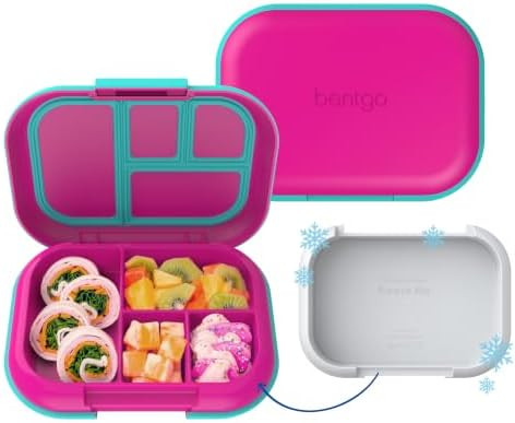 Bentgo Chill Kids 4-Compartment Bento Box Leakproof Lunch Box | Built-In Ice Pack, 3.3 Cup Capaci... | Amazon (US)