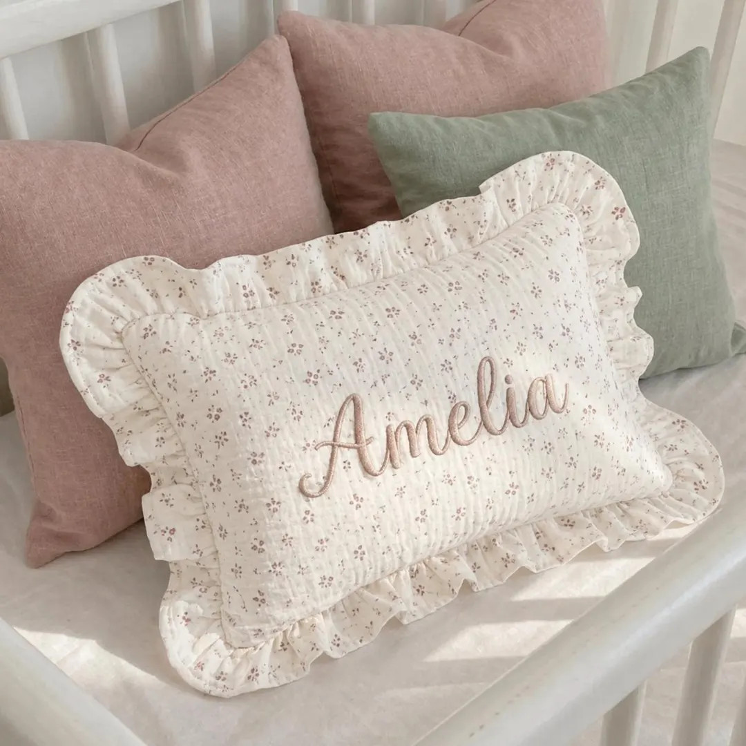 Baby Name Pillow With Ruffles, Personalized Nursery Cushion | Newborn Keepsake & Baby Shower Gift... | Etsy (Global)