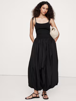 Mixed Media Bubble-Hem Maxi Dress | Banana Republic | Banana Republic (US)