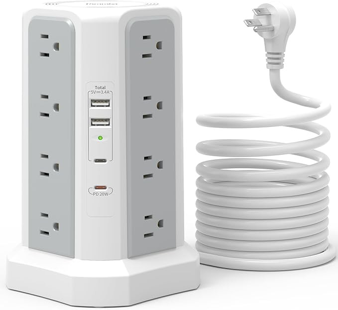 Surge Protector Power Strip with PD20W USB C,13A Thicker Extension Cord with Multiple Outlets 6FT... | Amazon (US)