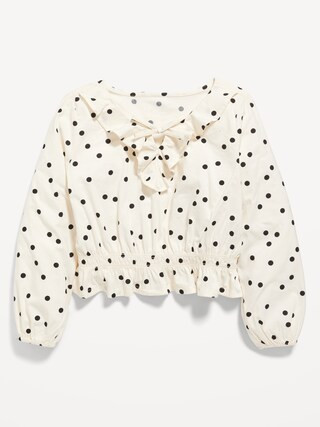 Long-Sleeve Printed Ruffle-Trim Top for Girls | Old Navy (US)