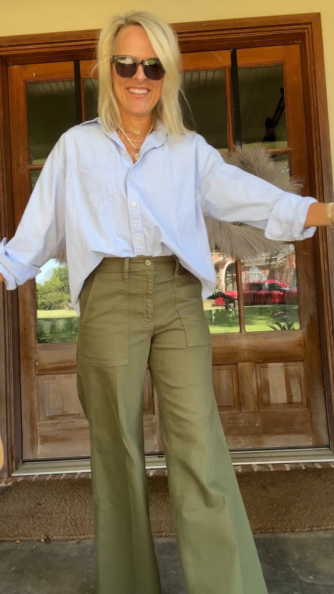 These green canvas denim are a great find!! Fit is TTS 

Size down one in this oversized Oxford. Wearing XS 

@jcrew #ad #injcrew

#LTKStyleTip #LTKFamily #LTKOver40