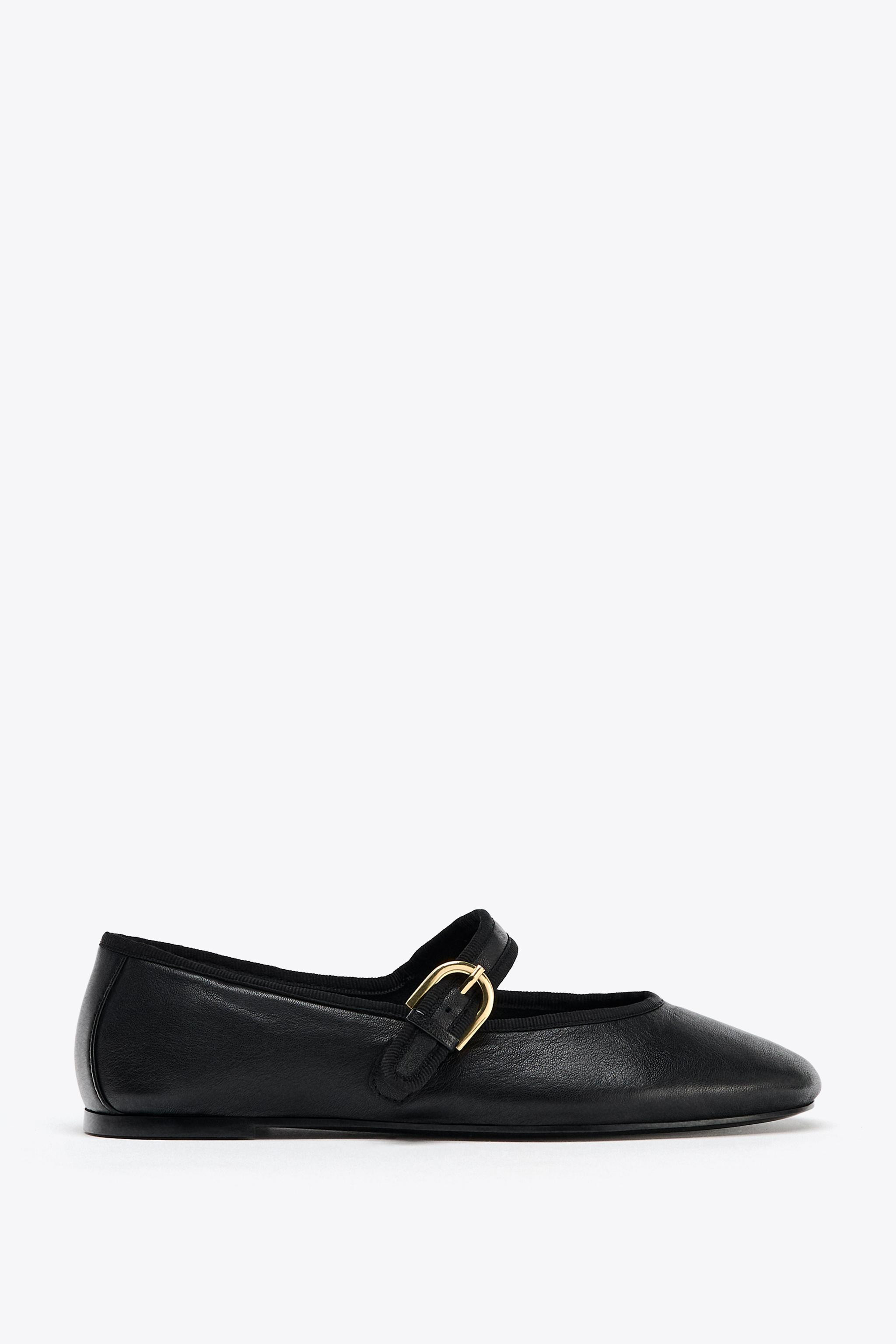 FLAT LEATHER BALLERINAS | Zara UK
