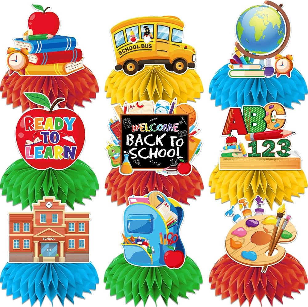 Back To School Decorations Honeycomb Centerpiece, 9 Pcs Welcome Back To School Decorations Back T... | Amazon (US)