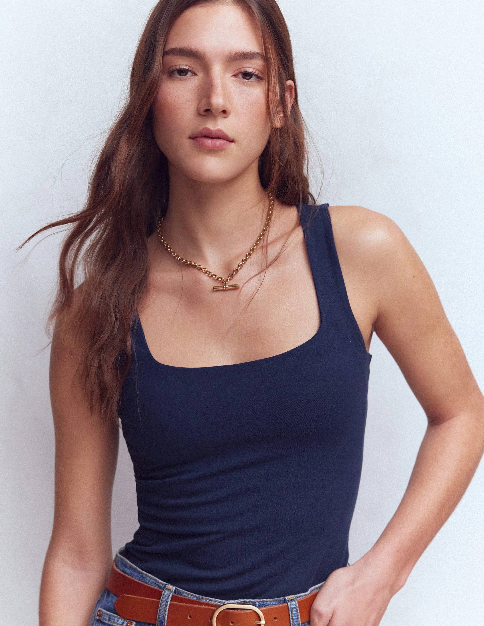 Brooke Double Layer Vest-Navy | Boden UK