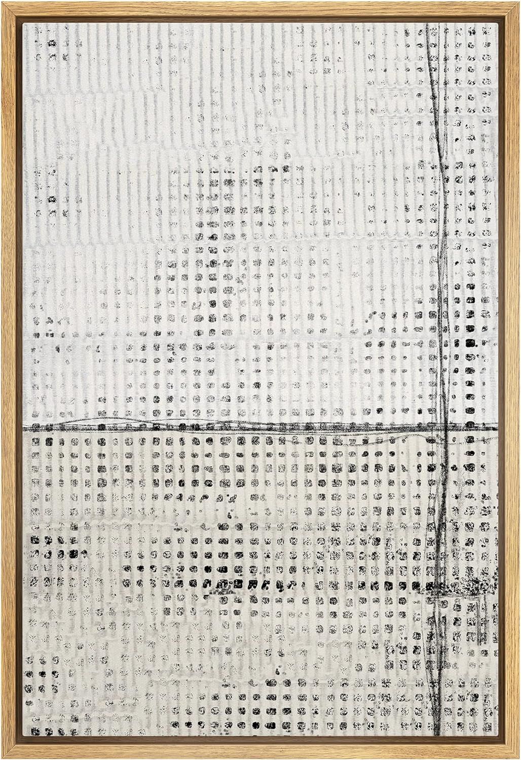 IDEA4WALL Framed Canvas Print Wall Art Grunge White Tan Geometric Grid Pattern Abstract Shapes Il... | Amazon (US)