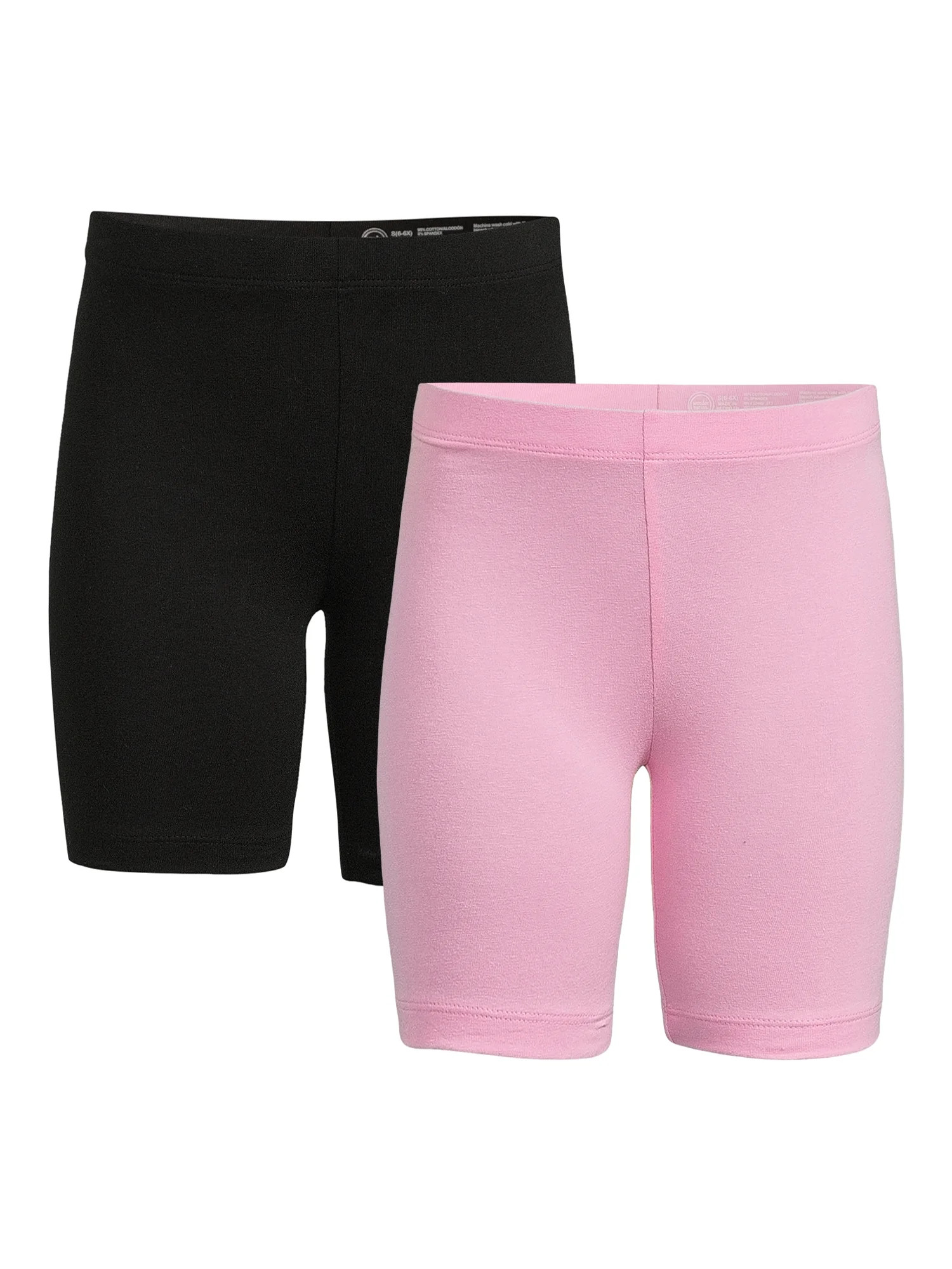Wonder Nation Girls Bike Shorts, 2 Pack, Sizes 4-18 & Plus - Walmart.com | Walmart (US)
