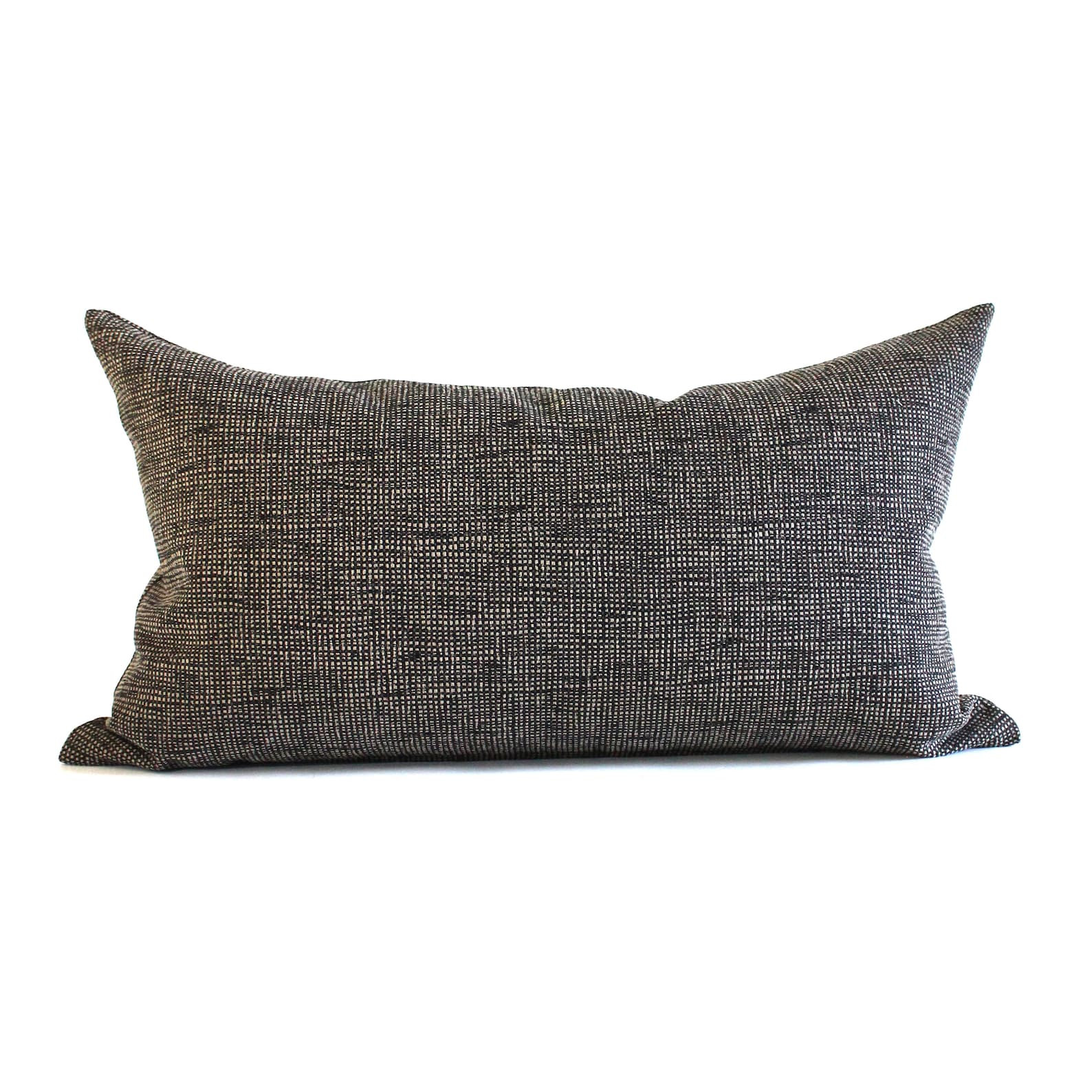 Lumbar Pillow Cover Black Beige Grasscloth Pattern Upholstery Fabric Decorative Accent Toss Pillo... | Etsy (US)