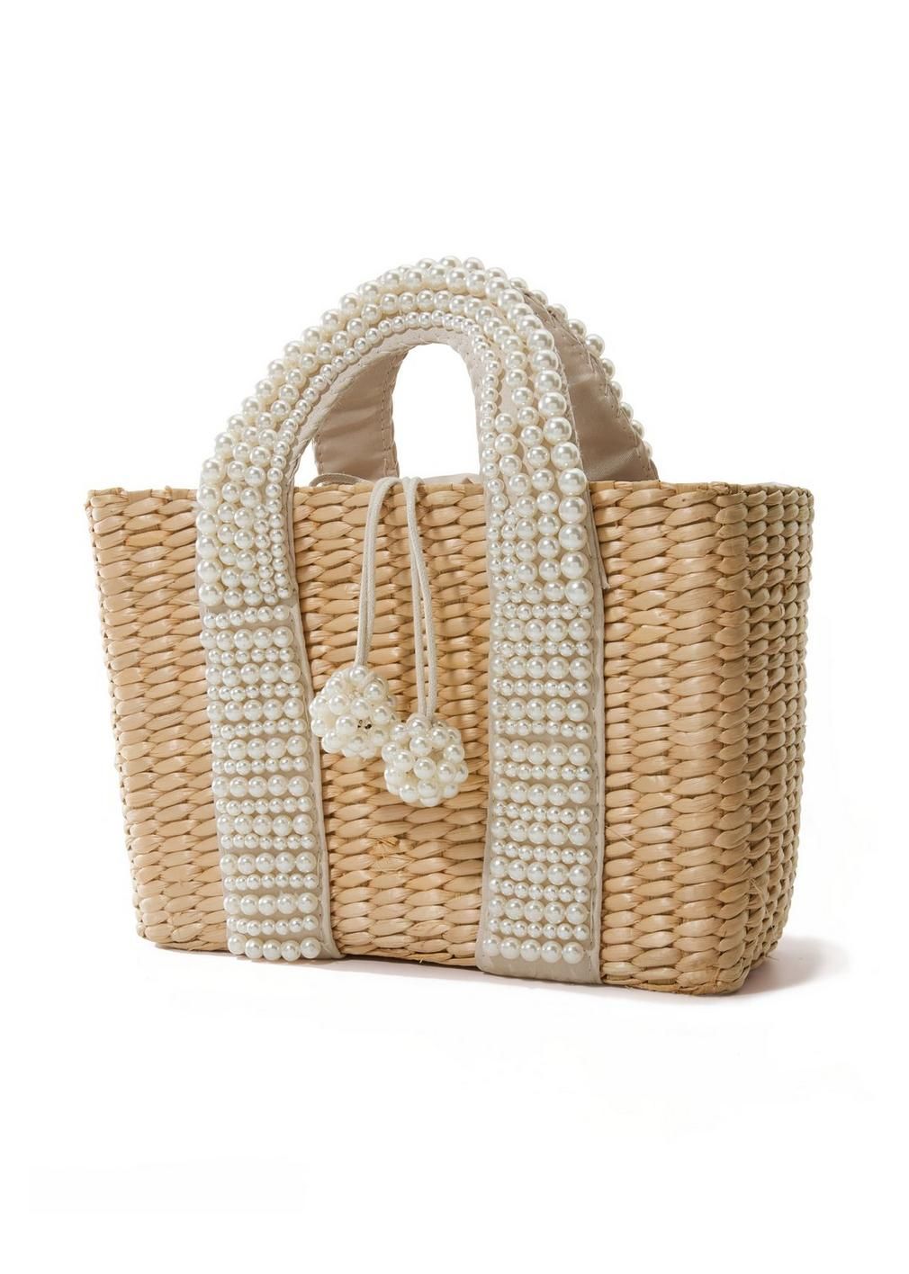 Pearl Embellished Straw Bag | Boston Proper