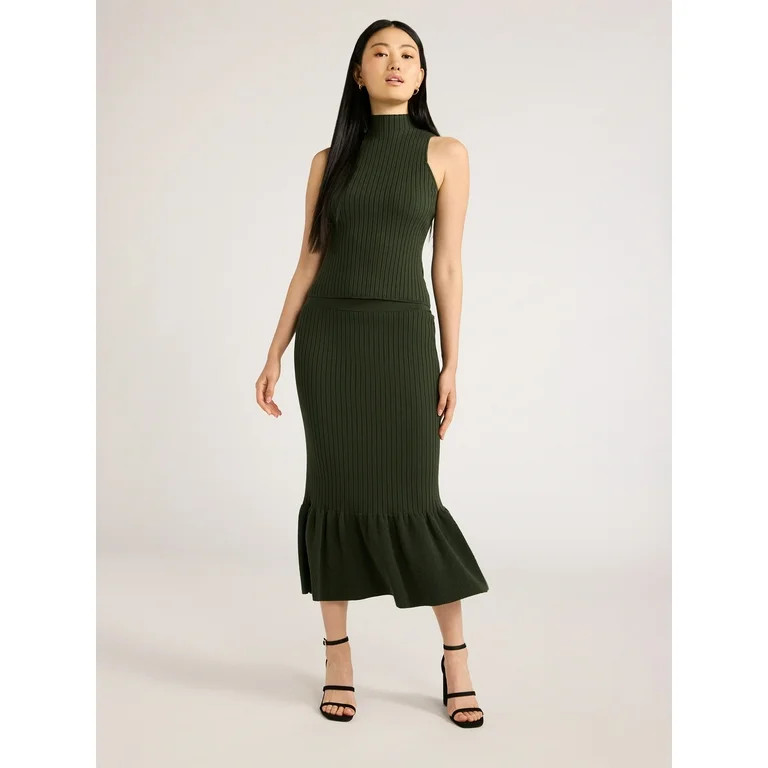 Scoop Women's Rib Knit Sweater and Skirt Set, 2-Piece, Midweight, Sizes XS-XXL - Walmart.com | Walmart (US)