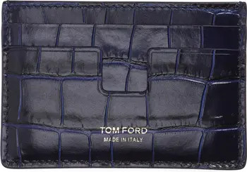 TOM FORD T-Line Croc Embossed Leather Card Case | Nordstrom | Nordstrom