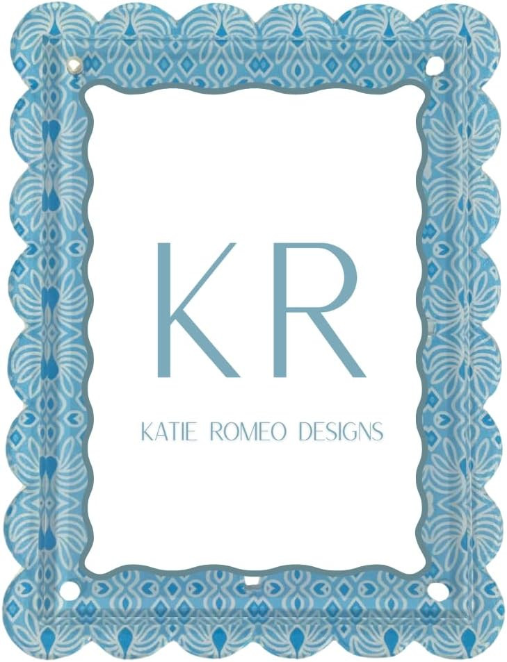 Scalloped Magnetic Acrylic Picture Frame, Geometric Blue and White, 5x7, Grandmillennial Geometri... | Amazon (US)