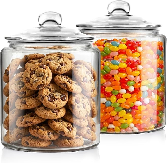 Masthome 1 Gallon Glass Cookie Jars Set of 2, Thick Clear Glass Canisters | Amazon (US)