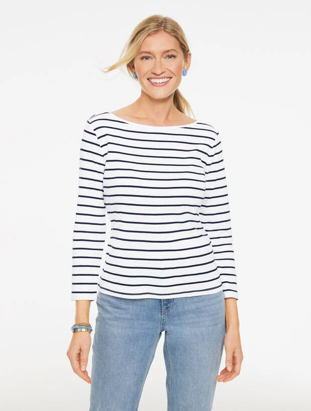 Bateau Neck Tee - Saltair Stripe | Talbots
