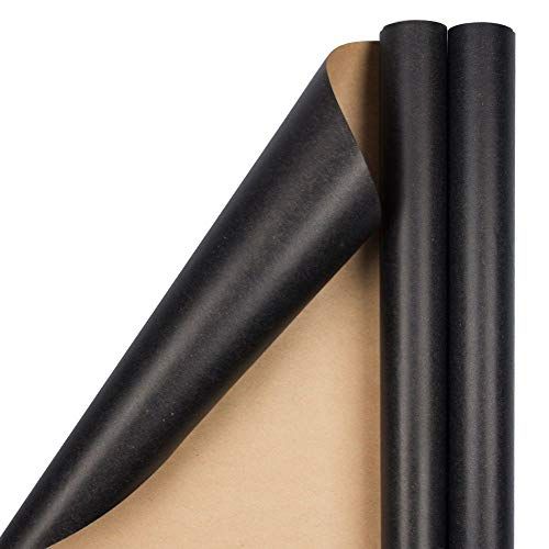 JAM PAPER Gift Wrap - Kraft Wrapping Paper - 50 Sq Ft Total - Black Kraft Paper - 2 Rolls/Pack | Amazon (US)