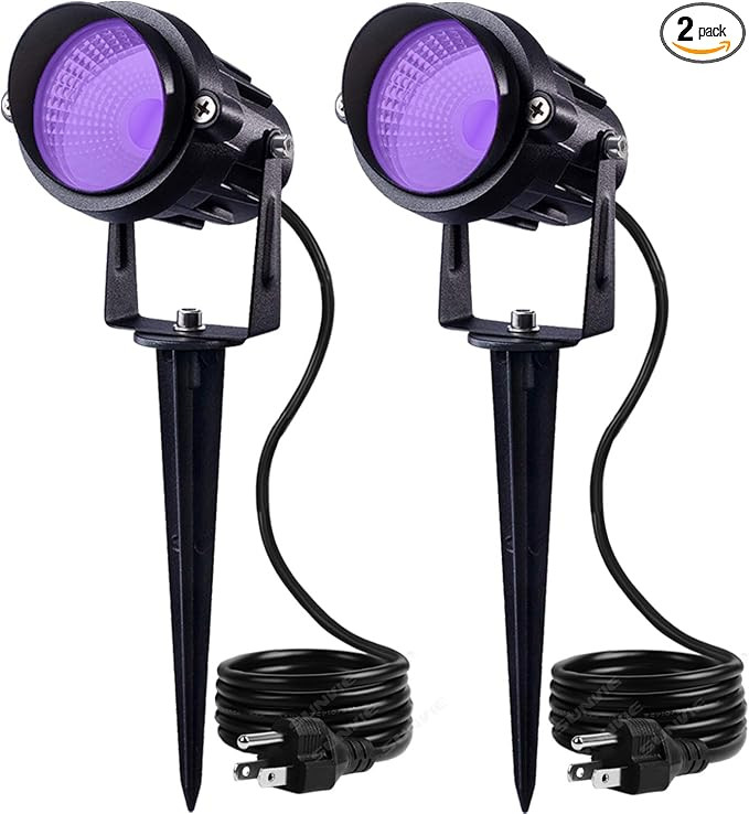 SUNVIE Outdoor Black Light Halloween Spotlight, 12W Purple LEDs, Waterproof, US Plug, 90 Degree B... | Amazon (US)