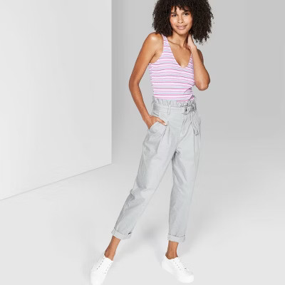 Women's High-Rise Paperbag Waist Pants - Wild Fable™ Grey | Target