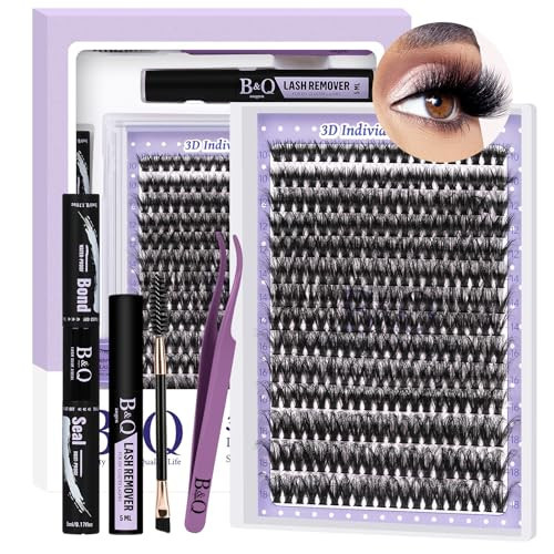 Lash Extension Kit 3D Thick Lash Clusters Kit 280pcs Eyelash Extension Kit 10-18mm 70D D Curl DIY Lash Extension Kit with Lash Bond and Seal, Lash Remover (KIT-70D-MIX10-18mm) | Amazon (US)