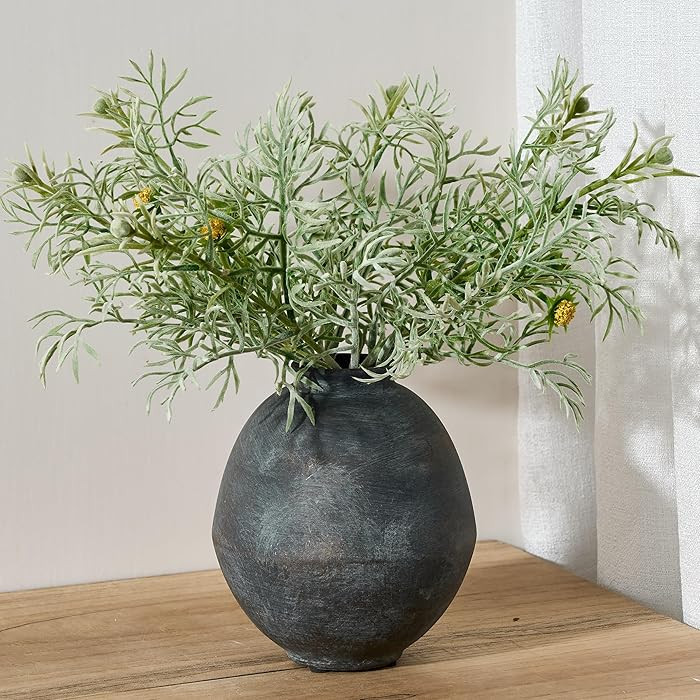 Ceramic Flower Vase, 6.22 Inch Rustic Farmhouse Vase Home Decor, Handcrafted Vintage Pottery Vase... | Amazon (US)