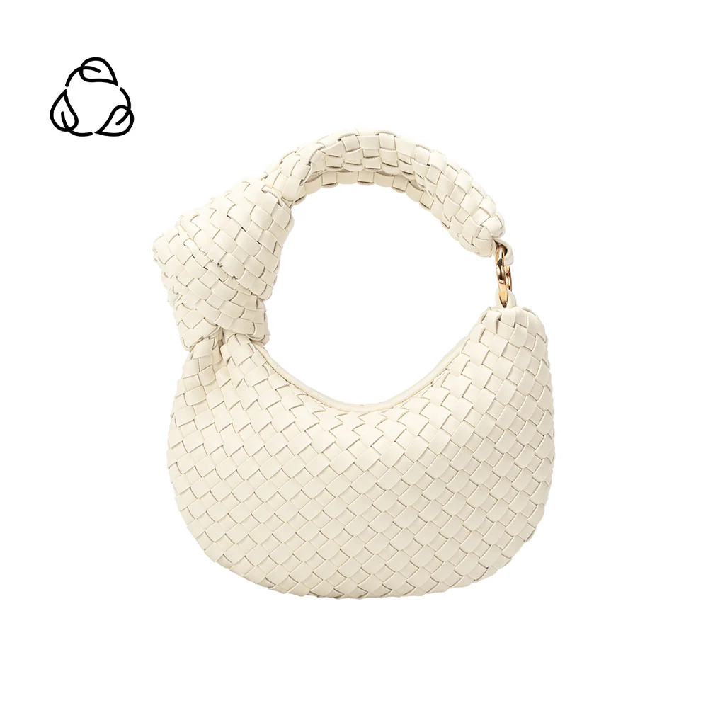 Ivory Brigitte Recycled Vegan Leather Woven Handbag Charm | Melie Bianco | Melie Bianco