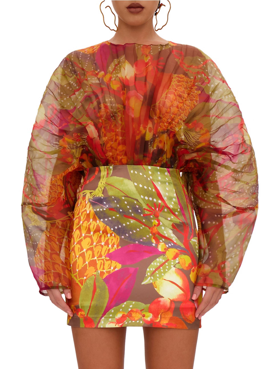 Odi Tropical Pleated Organza Minidress | Saks Fifth Avenue