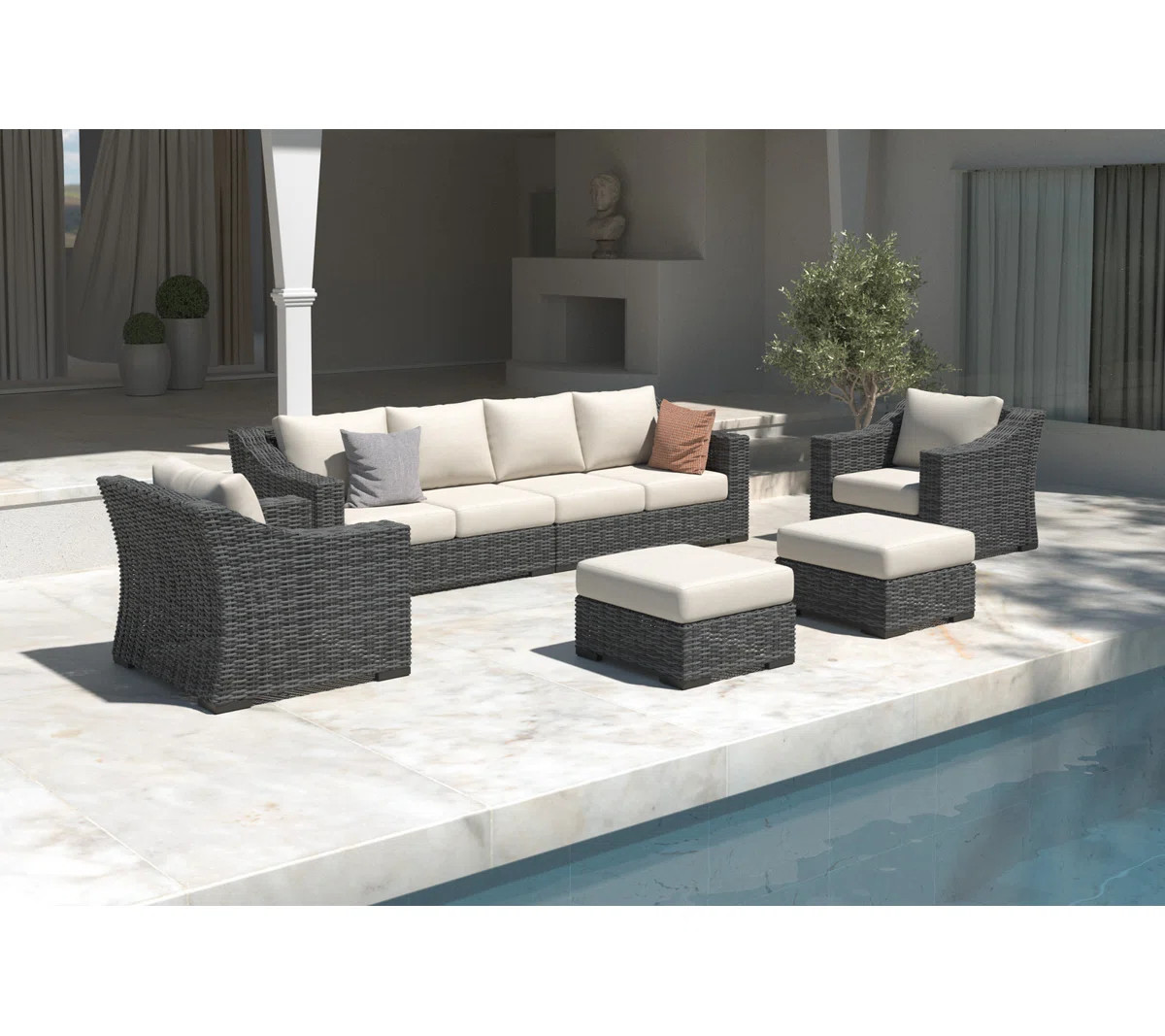 Eloisa 8-Person Wicker Patio Sectional Set with Cushions | Wayfair North America